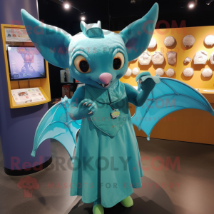 Cyan Bat mascotte kostuum...