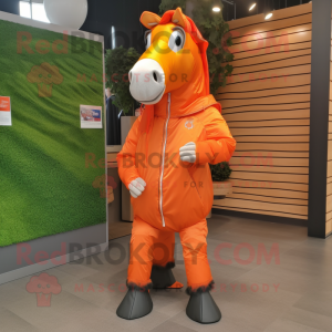 Orange häst maskot kostym...