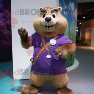 nan Beaver mascot costume character dressed with a Graphic Tee and Bracelet watches