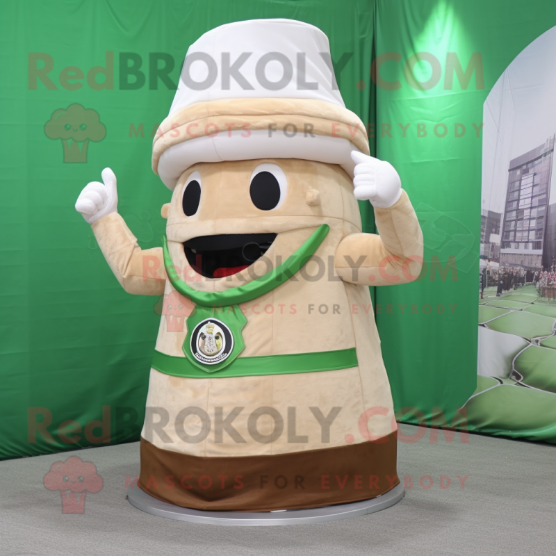 Beige Leprechaun Hat mascot costume character dressed with a Tank Top and Rings