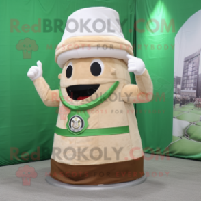 Beige Leprechaun Hat mascot costume character dressed with a Tank Top and Rings
