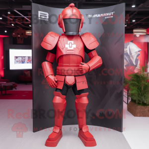 Red Spartan Soldier mascot costume character dressed with a Leggings and Cummerbunds