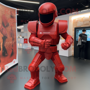 Red Spartan Soldier mascot costume character dressed with a Leggings and Cummerbunds