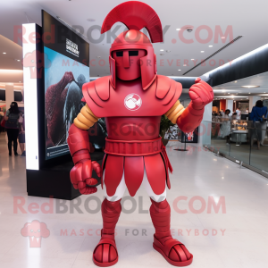 Röd Spartan Soldier maskot...
