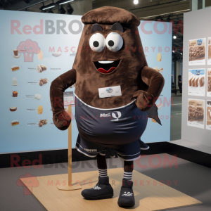 Navy Chocolate Bar mascot costume character dressed with a Running Shorts and Shawls