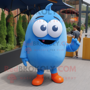 Blue Shakshuka mascot costume character dressed with a Trousers and Hairpins