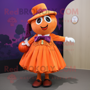 nan Pumpkin mascot costume character dressed with a Circle Skirt and Pocket squares