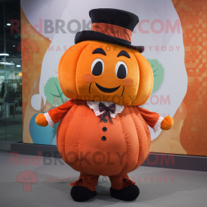 nan Pumpkin mascot costume character dressed with a Circle Skirt and Pocket squares