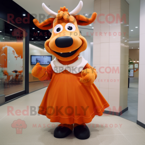 Orange Cow maskot drakt...