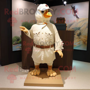 Beige Pigeon maskot kostume...