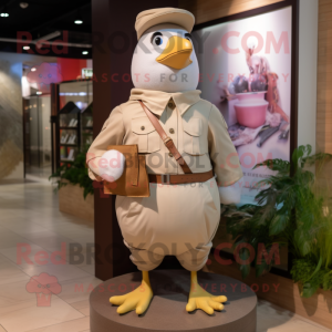 Beige Pigeon mascot costume character dressed with a Shorts and Cummerbunds