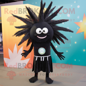 Black Ray mascot costume character dressed with a Leggings and Hair clips