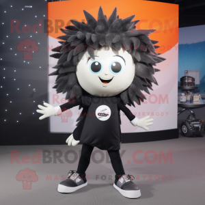 Black Ray mascot costume character dressed with a Leggings and Hair clips