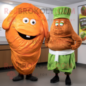 Orange Corned Beef And Cabbage mascot costume character dressed with a Turtleneck and Ties