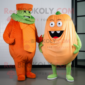 Orange Corned Beef And Cabbage mascot costume character dressed with a Turtleneck and Ties