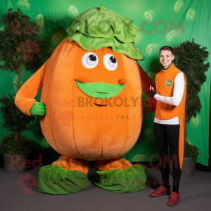 Orange Corned Beef And Cabbage mascot costume character dressed with a Turtleneck and Ties