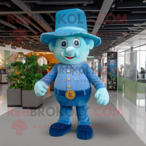 Sky Blue Leprechaun maskot...