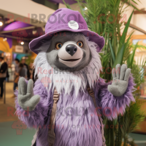 Lavendel Sloth Bear maskot...