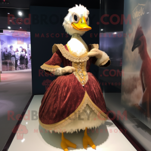 nan Muscovy Duck mascot costume character dressed with a Ball Gown and Hairpins