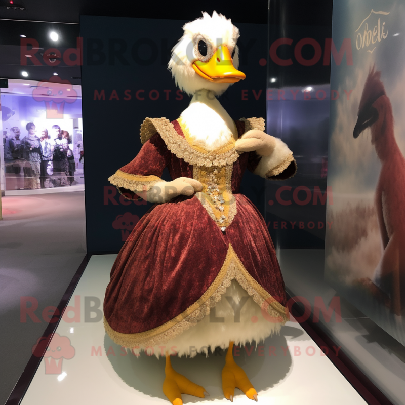 nan Muscovy Duck mascot costume character dressed with a Ball Gown and Hairpins