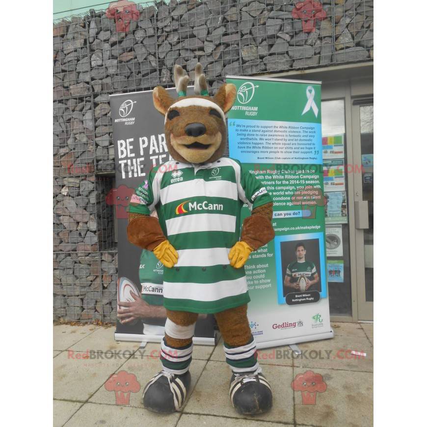 Mascotte d'élan de renne de rugbyman - Redbrokoly.com