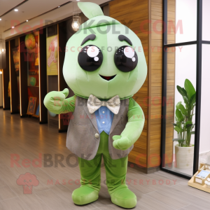 Olive Dim Sum mascot costume character dressed with a Boyfriend Jeans and Bow ties