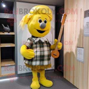 Gul sekkepipe maskot drakt...