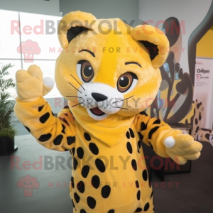 Gul Cheetah maskot kostym...