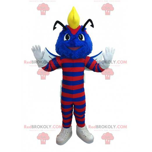 Blaues und rotes Raupeninsektenmaskottchen - Redbrokoly.com