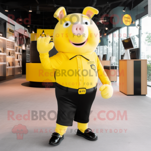 Yellow Pig mascotte kostuum...