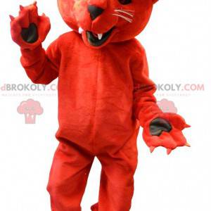 Mascote urso vermelho rugindo e intimidante - Redbrokoly.com