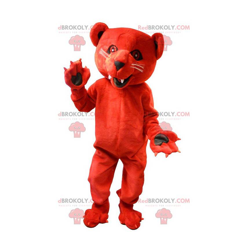 Mascotte d'ours rouge rugissant et intimidant - Redbrokoly.com