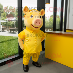 Yellow Pig mascotte kostuum...