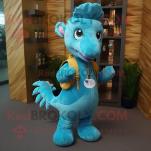 Cyan Seahorse mascotte...