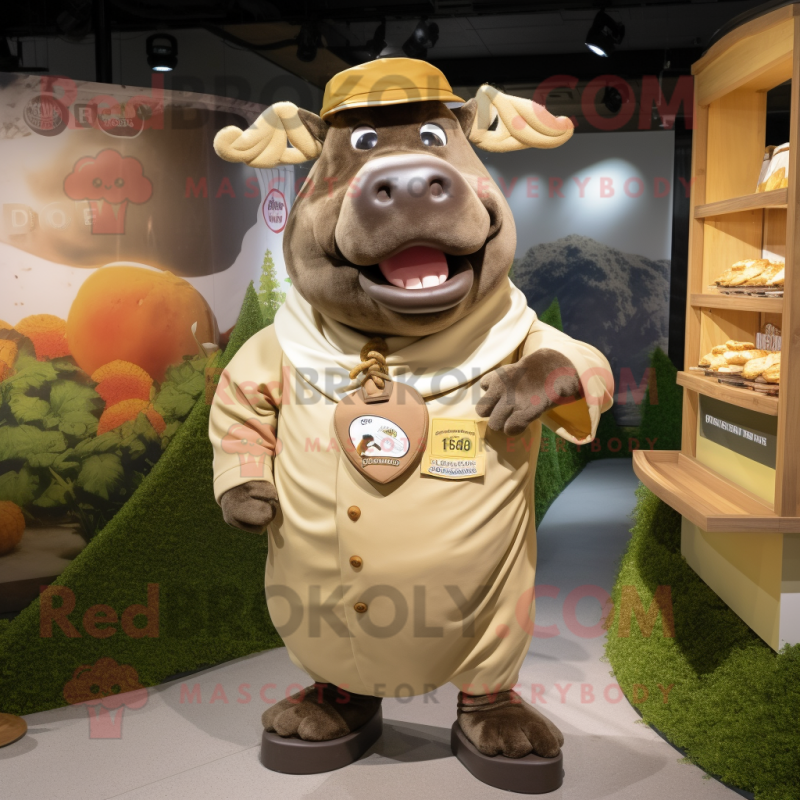 Tan Beef Wellington mascot costume character dressed with a Shorts and Necklaces Tan Beef Wellington mascot costume character dressed with a Shorts and Necklaces