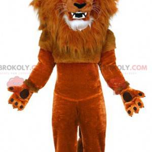 Brun lejonmaskot med en stor man - Redbrokoly.com