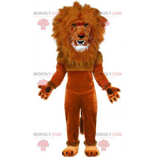 Brown lion mascot with a large mane - Redbrokoly.com