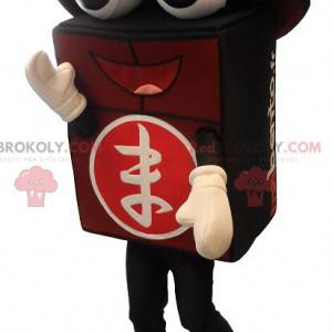 Zwart en rood gigantische bento-mascotte - Redbrokoly.com