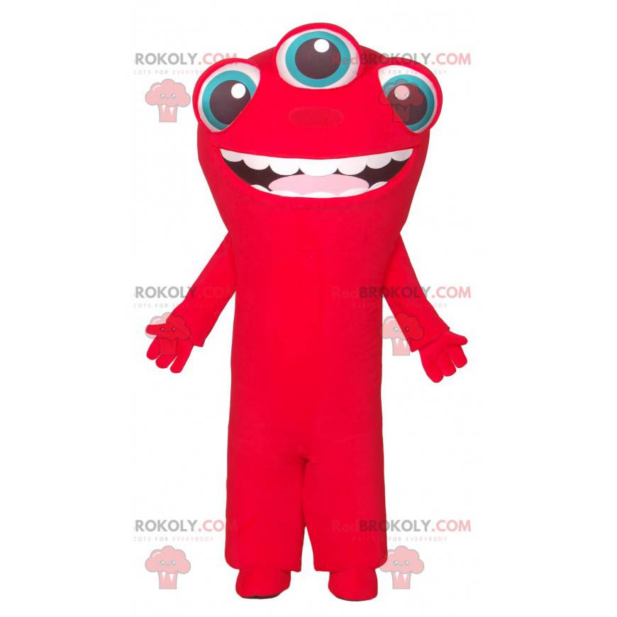 Mascotte d'extra-terrestre rouge à 3 yeux - Redbrokoly.com