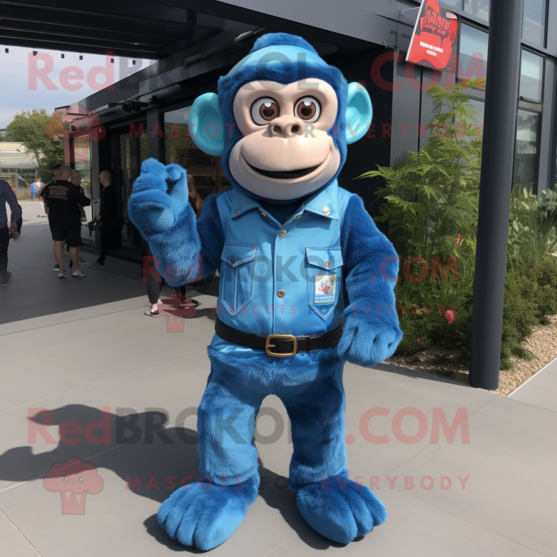 Blue Chimpanzee mascot costume character dressed with a Playsuit and Cummerbunds Blue Chimpanzee mascot costume character dressed with a Playsuit and Cummerbunds