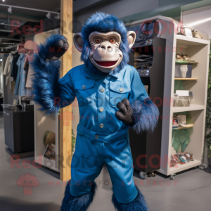 Blå schimpans maskot kostym...