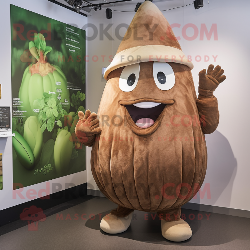 Brown Turnip mascot costume character dressed with a Cover-up and Watches