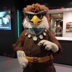 nan Hawk mascot costume character dressed with a Henley Shirt and Bracelet watches
