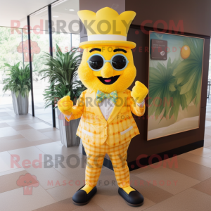 Yellow Pineapple mascot costume character dressed with a Dress Pants and Cufflinks