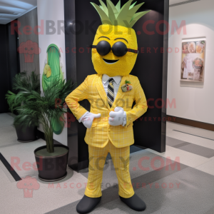 Yellow Pineapple mascot costume character dressed with a Dress Pants and Cufflinks