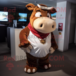 Brown Hereford Cow mascotte...