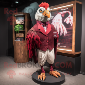 Maroon Pheasant mascot costume character dressed with a Joggers and Pocket squares