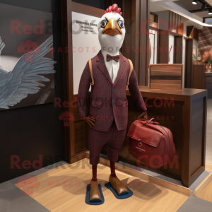 Maroon Pheasant mascot costume character dressed with a Joggers and Pocket squares