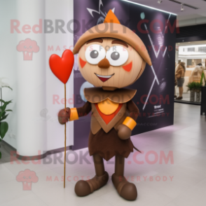 Brown Arrow Of Love mascot costume character dressed with a Pencil Skirt and Earrings