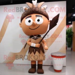 Brown Arrow Of Love mascot costume character dressed with a Pencil Skirt and Earrings